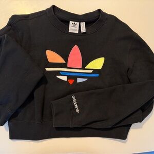 Adidas Black cropped Sweatshirt with Multicolor logo